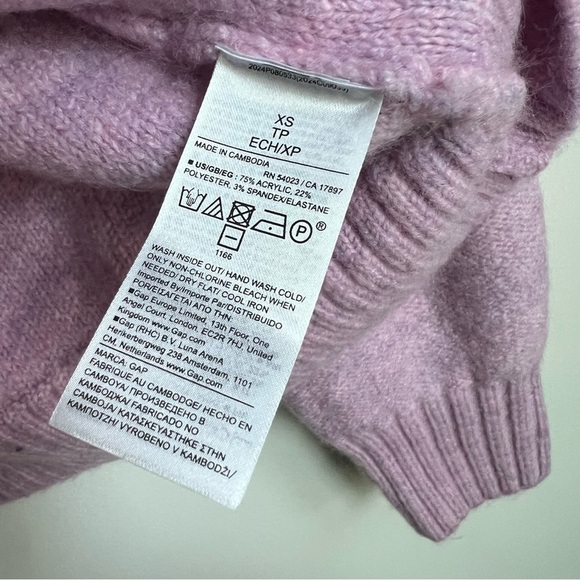 New GAP Airy Oversized Cable-Knit Mockneck Sweater Purple Rain XS Preppy Luxury - Picture 8 of 15
